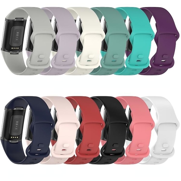 För Fitbit Charge 5 Monochromatic Silicone Watch Band Black