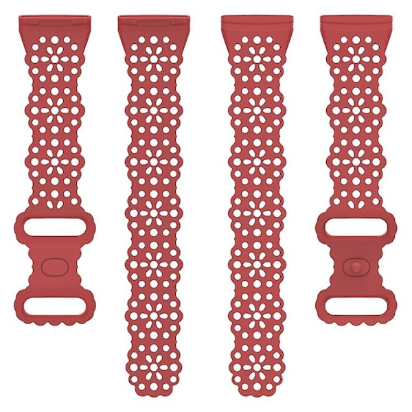 Til Fitbit Versa 4/3/Sense 1/2 Lace Hollowed Silicone Watch Band Red
