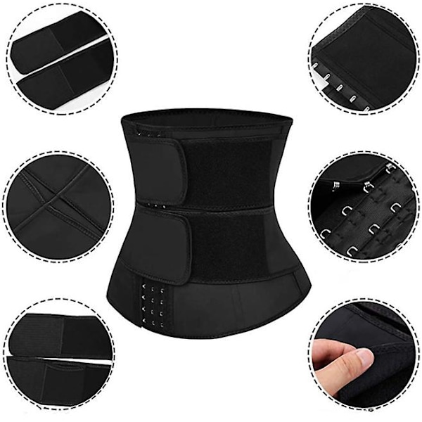 Midjetränare i neopren, svettformare, bandageomslag, ländryggsbälte, kroppsskulpterare Black S
