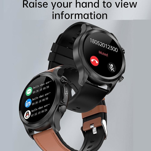 2022 Blodglukose Smart Watch Ecg+ppg Overvågning Blodtryk Kropstemperatur Smartwatch Herre Ip68 Vandtæt Fitness Tracker - Smart Watches Brown Leather