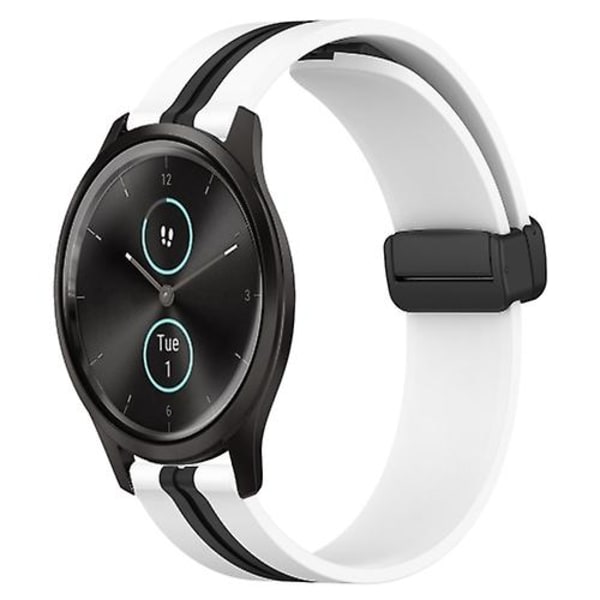 För Garmin Garminmove Style 20 mm vikbart magnetlås silikon watch White-Black
