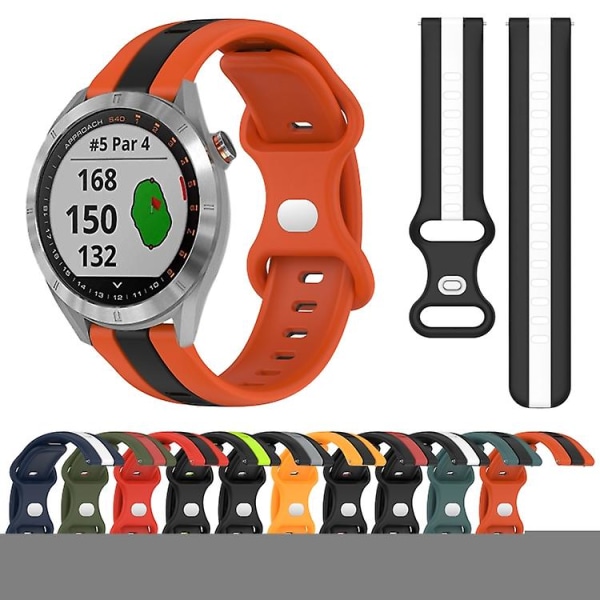 For Garmin Approach S40 20 mm sommerfuglspenne Tofarget silikonklokkerem Orange-Black