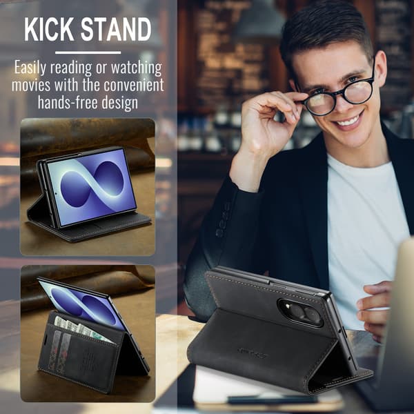 Fodral för Samsung Galaxy Z Fold8, Flip PU-läder med kortplats Black