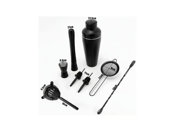 Professionelt Cocktail Shaker Sæt 8 Dele Rustfrit Stål Shaker Værktøj 750ml