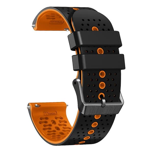 Til Garmin Forerunner 255 Music 22 mm perforeret tofarvet silikone urrem Black-Orange