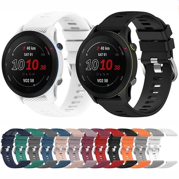 For Garmin Forerunner255 22mm Cross Textured Silicone Watch Band Black