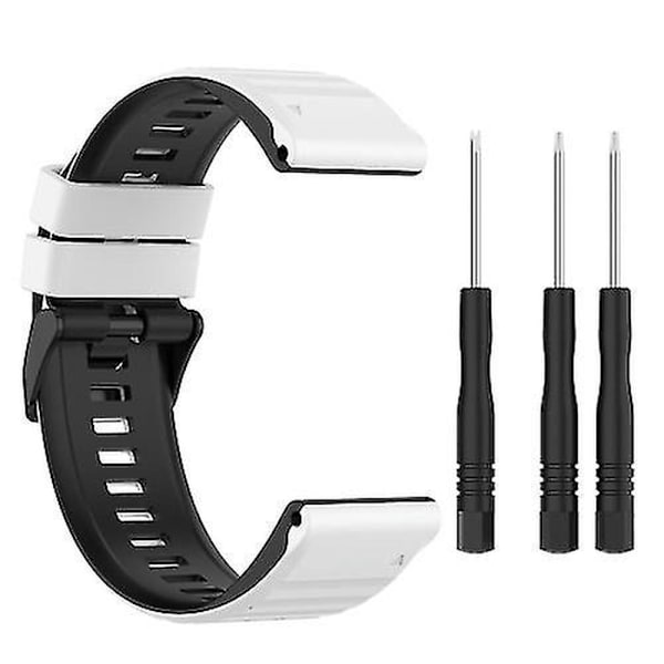 För Garmin Fenix 7 22mm Tvåfärgad Silikonklocka STMZ White Black