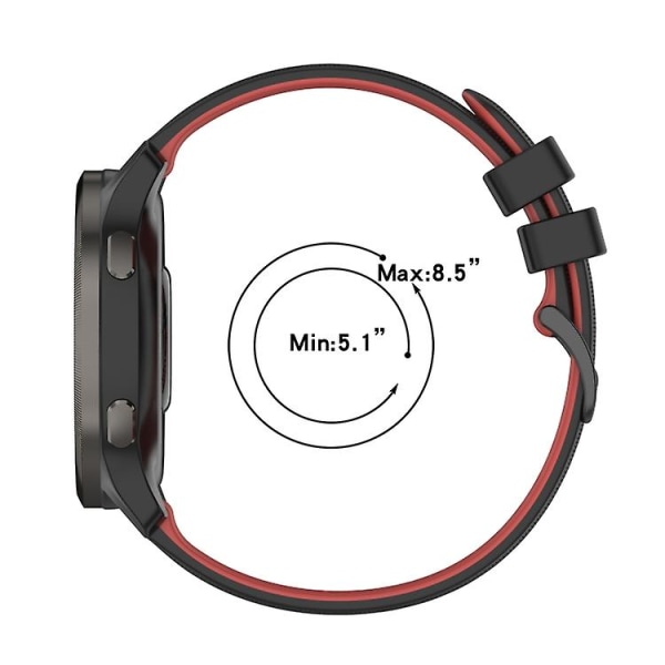 For Garmin Vivoactive 3 20 mm rutete tofarget silikonklokkerem Red-Black