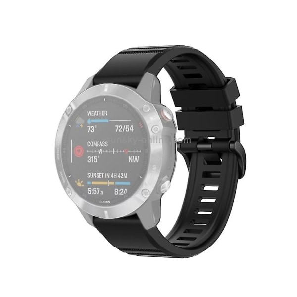 For Garmin Fenix ​​6 22 mm hurtigutløser offisiell tekstur armbåndsurrem med plastknapp Black