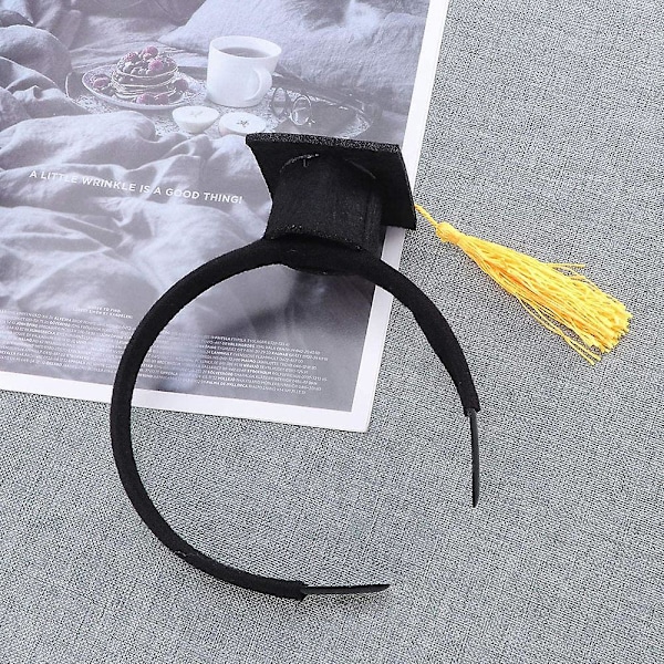 Mini Grad Cap Hårbånd Hårbånd Morsom Stereoskopisk Hodeplagg, Gul