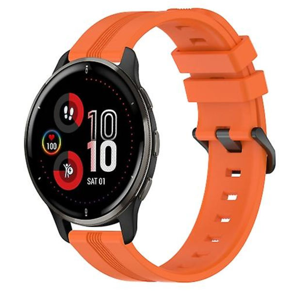 Til Garmin Venu 2 Plus 20 mm konkav stribet Slicone urbånd Orange