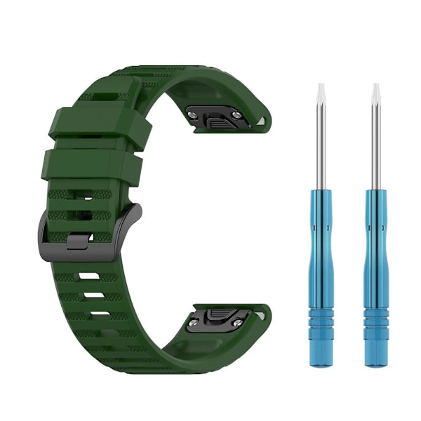 Silikoninen pikalukitusranneke Garmin Fenix 7 / Epix -kellolle Army Green