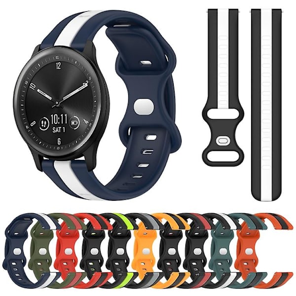 För Garmin Vivomove Sport 20 mm Butterfly Spänne Tvåfärgad watch Black-Red
