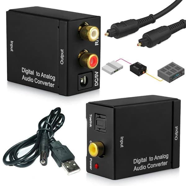 Digital til analog lydkonverter Optisk koaksial Toslink Rca Tv Lr lydadapter