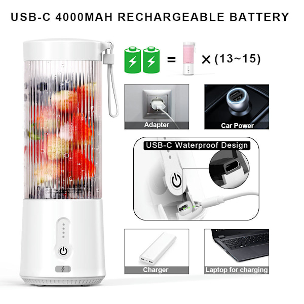 Bærbar Blender Lille Mini Juicer Genopladelig Student Elektrisk Juice Cup Mint Blå