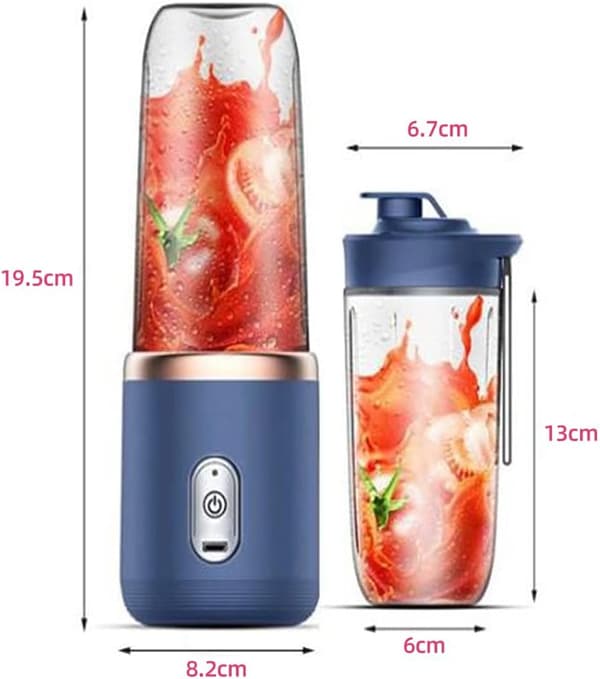 Juice blender 40W blender kopp oppladbar USB Dobbel kopp Blå
