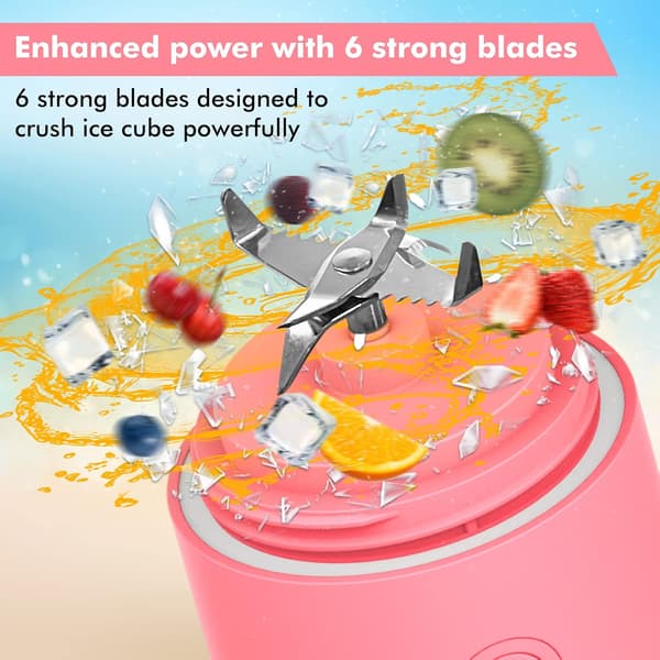 Bærbar blender til shakes og smoothies USB genopladelig 600ML Pink