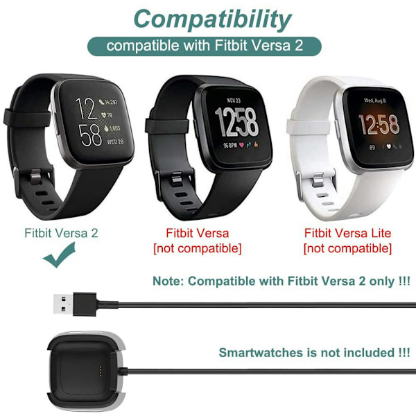 Laddare för Fitbit Versa 2, Ersättningsladdningsdocka [2-pack]