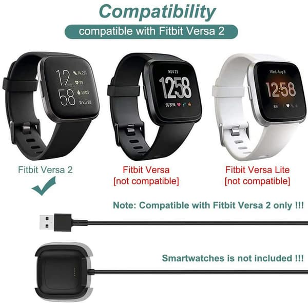 Lader for Fitbit Versa 2, erstatningsladedokk [2-pakning]
