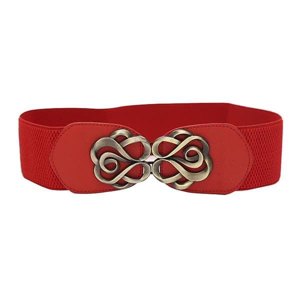 Dames Brede Elastiske Taljebælte Retro Dame Stretch Talje Kjolebælte Red