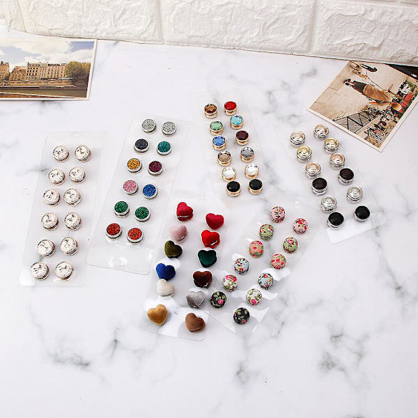 Magnetisk halsduk Brosch Magnetisk knapp Brosch Pearl Pin Brosch Dam 12 delar A