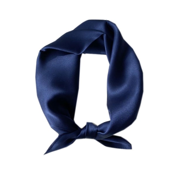 Kvinners silkeskjerf Firkantet skjerf Satin Bandana halsskjerf Navy Blue