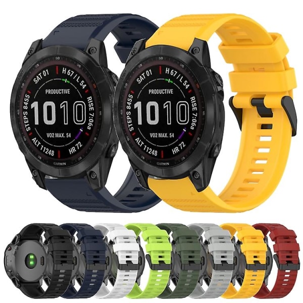 For Garmin Fenix ​​7 Solar 22 mm horisontal tekstur silikonklokkerem med fjerningsverktøy White