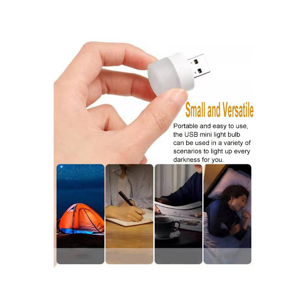 USB Mini LED Natlampe, Varmt Hvidt -