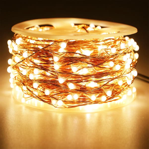 Extra Lång 165 Ft 500 LED Koppartråd Plug-in Ljusslinga, Varmvit 170Ft 500LED