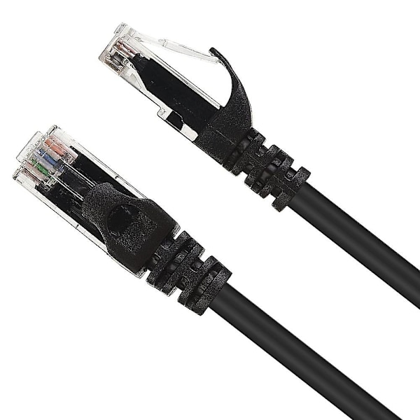 Ethernet-kabel Gigabit fladt netværks-LAN-kabel med kabelklemmer Snagless-stik til computermodemrouter X-box hurtigere end Cat5e Cat5 Black 5m