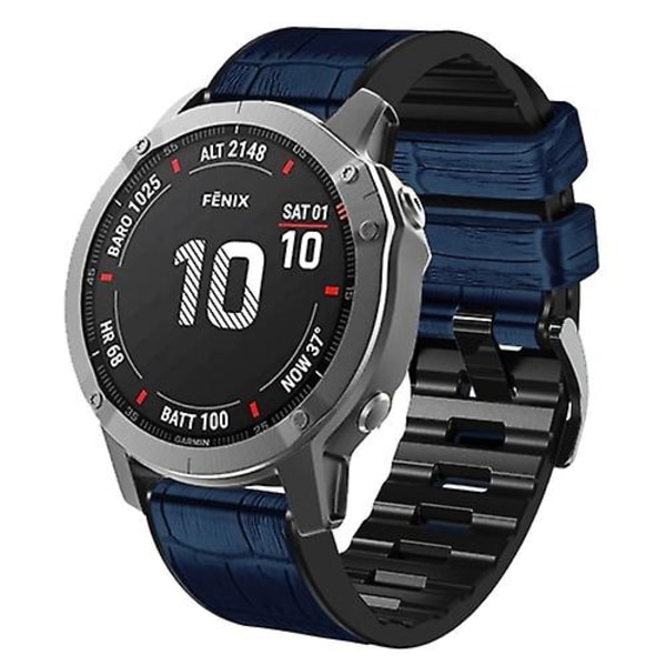 Til Garmin Fenix ​​7x/6x Pro/tactix 7 26mm Crocodile Texture Silikone læderurrem Blue