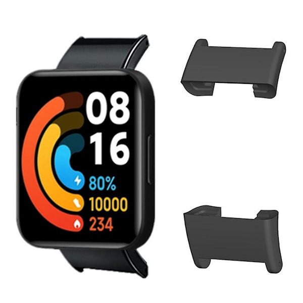1 par til Xiaomi Redmi Watch 2/Watch 2 Lite forbindelsesadapter 18mm legering urrem-stik Black