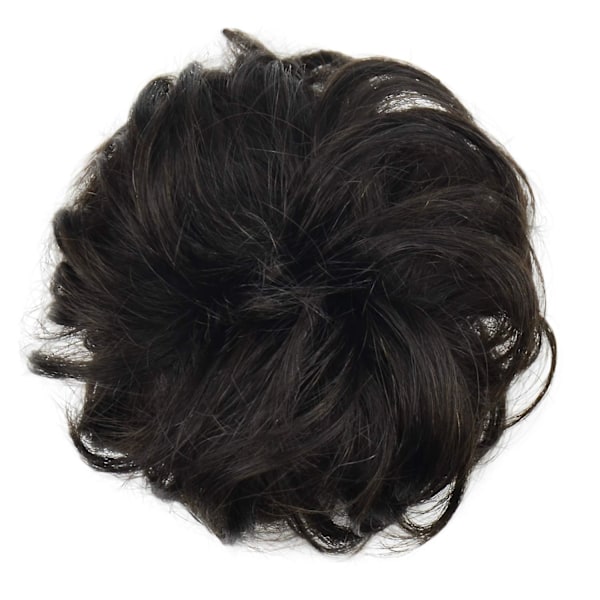 100% äkta människohår bulleförlängning, rörigt bulle hårbit lockigt hår scrunchies chignon hästsvansförlängningar kompatibla med kvinnor flickor uppsättning munkhårbit Black Brown