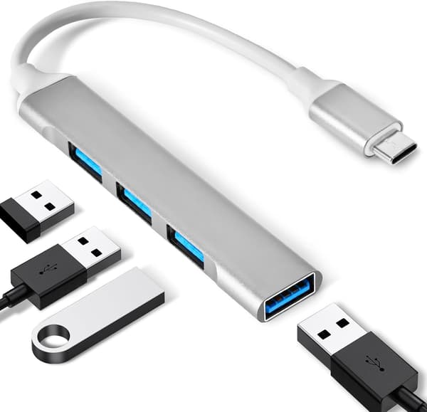4 Porte USB 3.0 Hub, Plug and Play USB Extender adapter til MacBook Pro/Air, Laptop