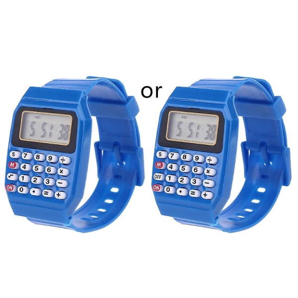 Fad Børn Silikone Date Multi-purpose Børne Elektronisk Lommeregner Armbåndsur Blue