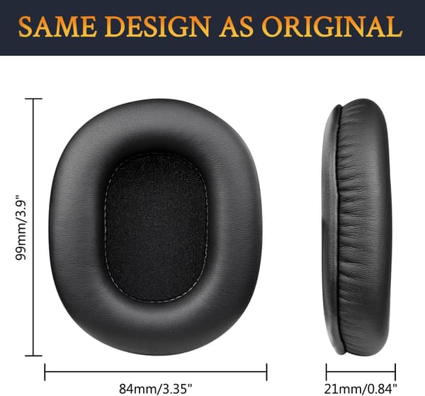 Öronkuddar för Audio Technica ATH M50X M40X M30X Memory foam öronkuddar, svarta