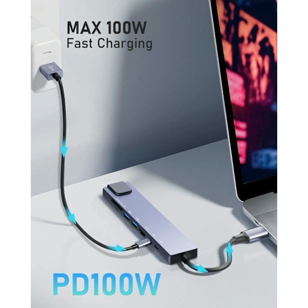 USB C Hub Ethernet, 4K USB C till HDMI Hub, 8-i-1 Multi-Port USB C Adapter, Typ C Dock Dongle Kompatibel för MacBook Pro Air Ipad