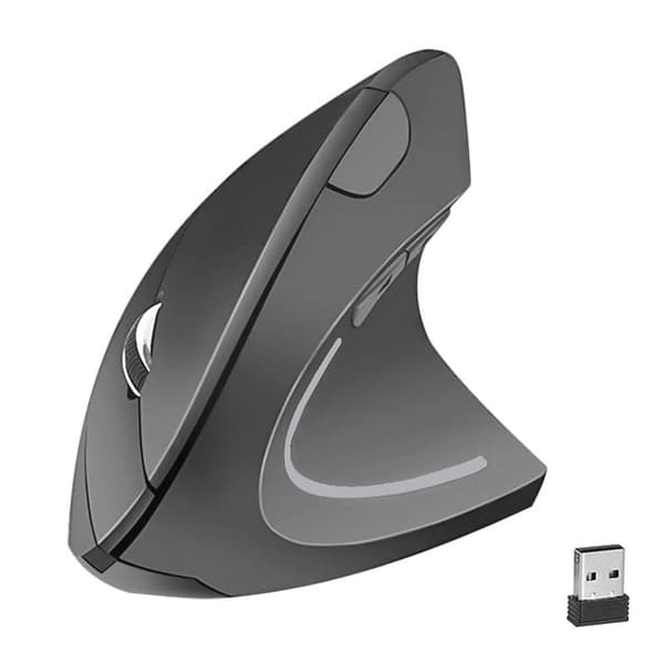 2.4G Trådløs Ergonomisk Vertikal Mus, Batteridrevet Til bærbare computere grå