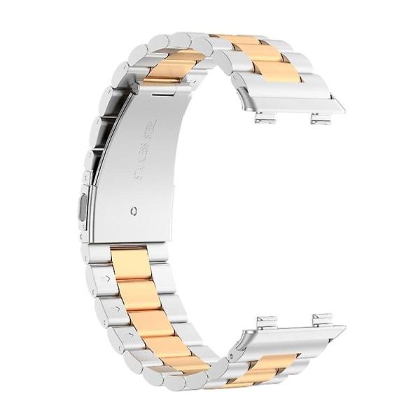 För Oppo Watch 2 42mm rostfritt stål watch med tre pärlor Silver Rose Gold