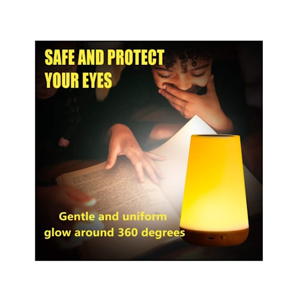 LED nattlys berøringsbordlampe nattbord dimmbar fargeendrende skrivebordslampe USB oppladbar bordlampe
