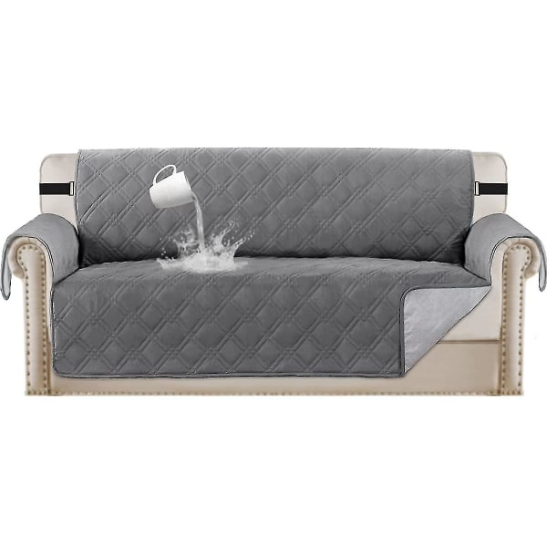 Vattentät cover Quiltad soffa Protector sofföverdrag för 2 kuddar soffa Vattentät grå soffa
