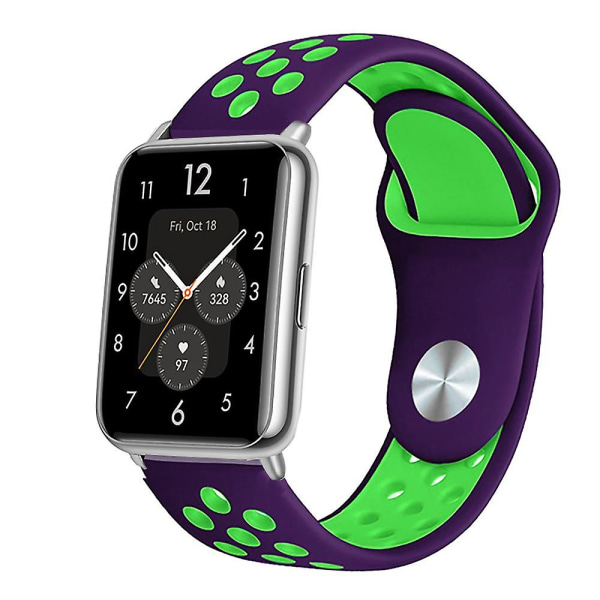 Silikone rem til Huawei Watch Fit 2 Band Active Classic Smartwatch Tilbehør Correa erstatningsbælte Huawei Watch Fit2 rem purple-lime