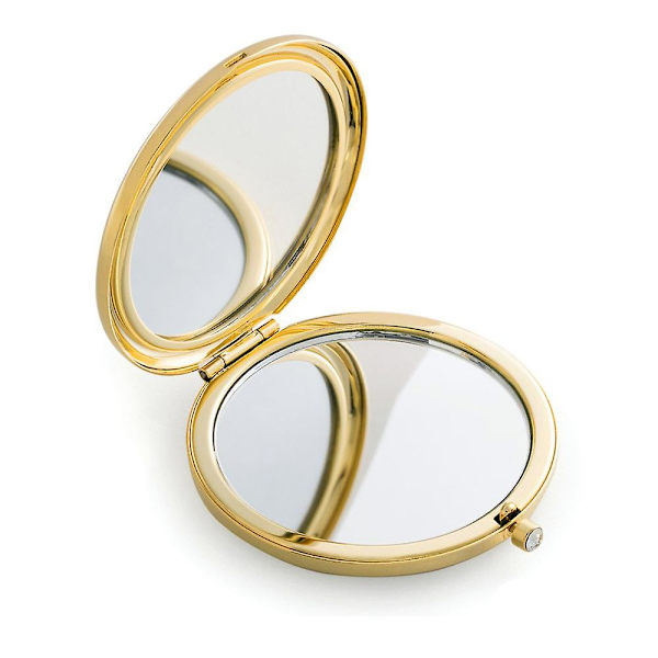 Kompakt spejl, rundt lille make-up spejl, i retroprint, foldbart Gold