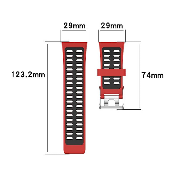 För Polar V800 Gps Smart Watch Tvåfärgad stålspänne Watch Band Red-Black