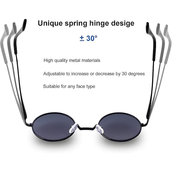 Vintage Pyöreä John Lennon Polarisoidut aurinkolasit Miesten Naisten Circle Hippie Aurinkolasit 2 Pack (Black- Silver)