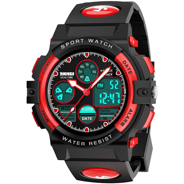 Kids Digital Sports Watch, Gutter Jenter Vanntett Sports Outdoor Watch Kids Casual Electronic Analog Quartz Sports Watch red