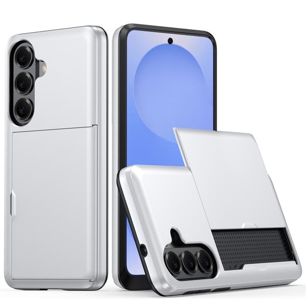 Fodral till Samsung Galaxy A17, Droppsäkert skyddsfodral med kortplats (silver)
