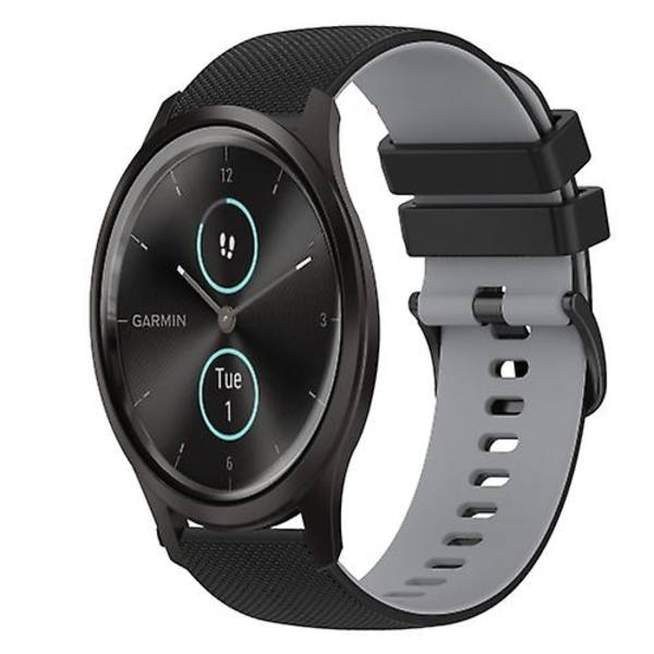 För Garmin Vivomove Style 20 mm rutigt watch i två färger i silikon Black-Grey