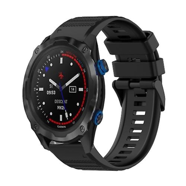 Til Garmin Descent Mk 2i 26 mm horisontal tekstur silikone urrem med afmonteringsværktøj Black