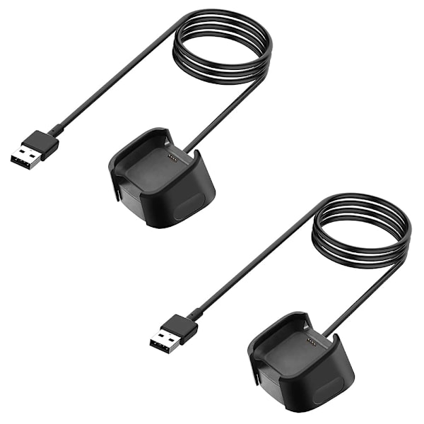 Lader for Fitbit Versa 2 Usb-ladekabel erstatningsdockstasjon 2-pakning